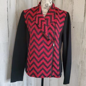 VINTAGE CHICO'S CHEVRON DESIGN BLAZER WITH STRETCH SIDE PANELS